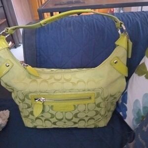 Coach Lime Green Signature Canvas Hobo
